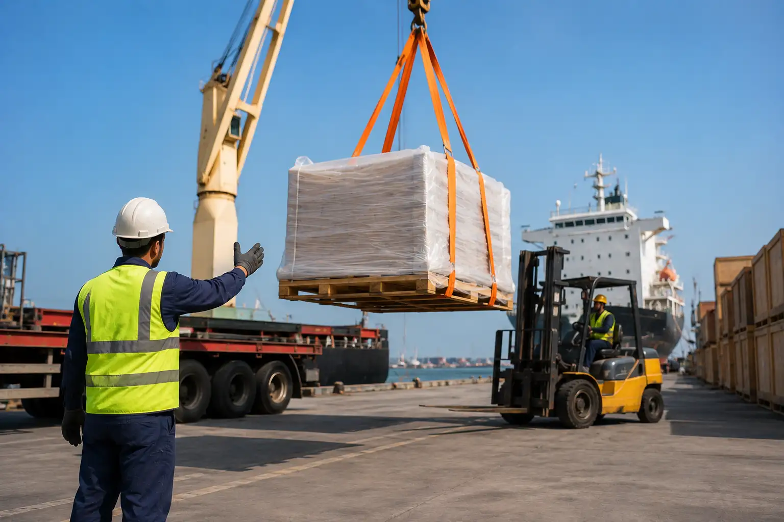 Forklift ile kontrollü konteyner elleçleme süreci