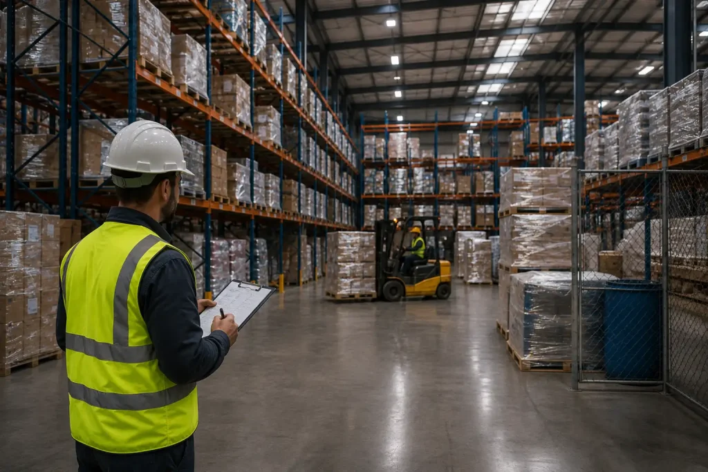Forklift hareketine uygun planlanmış depo koridoru
